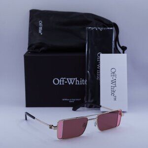 Off-White OERI14A CORTEZ 7628 Rectangle Sunglasses – Gold/Burgundy/Pink